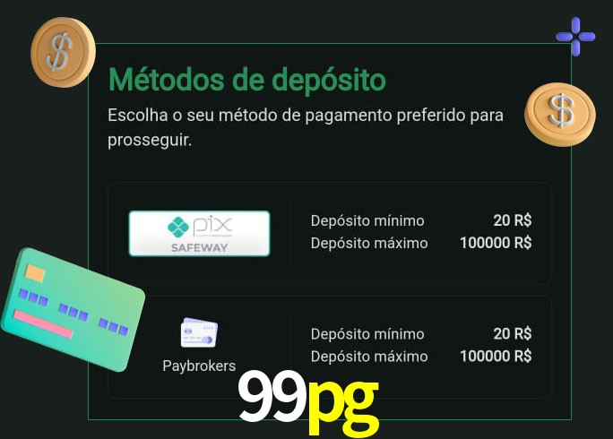 O cassino 99pg oferece uma grande variedade de métodos de pagamento